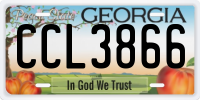 GA license plate CCL3866