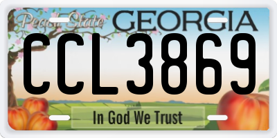 GA license plate CCL3869