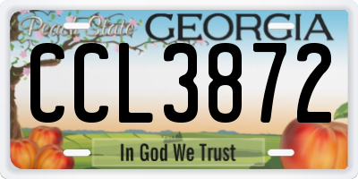 GA license plate CCL3872