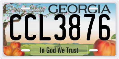 GA license plate CCL3876