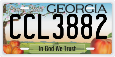 GA license plate CCL3882