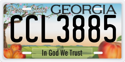 GA license plate CCL3885