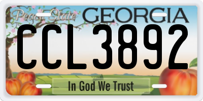 GA license plate CCL3892