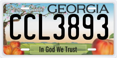 GA license plate CCL3893