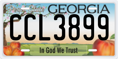 GA license plate CCL3899