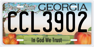 GA license plate CCL3902