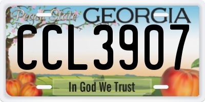 GA license plate CCL3907