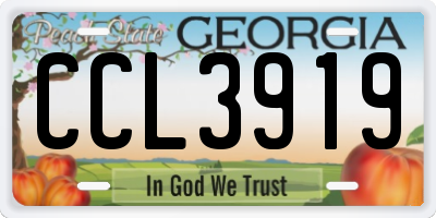 GA license plate CCL3919
