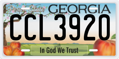 GA license plate CCL3920