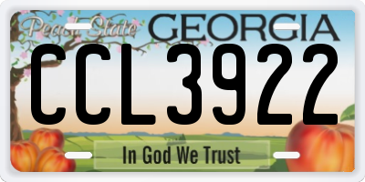GA license plate CCL3922