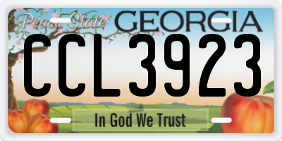 GA license plate CCL3923