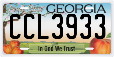 GA license plate CCL3933