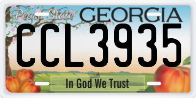 GA license plate CCL3935