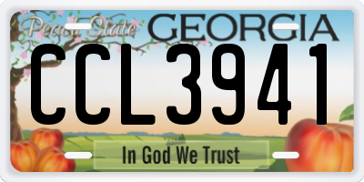 GA license plate CCL3941