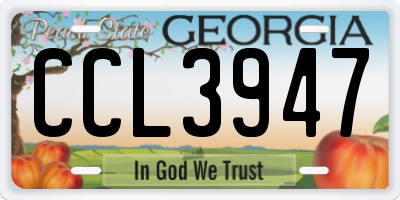 GA license plate CCL3947