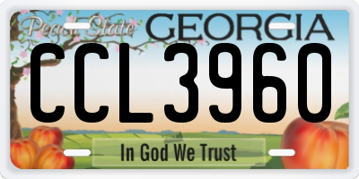 GA license plate CCL3960