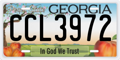 GA license plate CCL3972