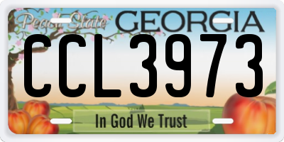 GA license plate CCL3973