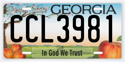 GA license plate CCL3981