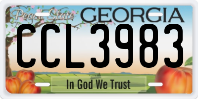 GA license plate CCL3983
