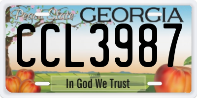 GA license plate CCL3987