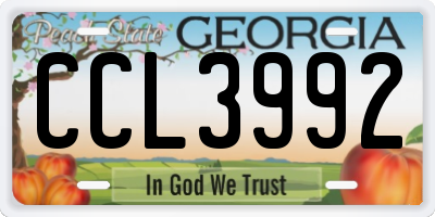 GA license plate CCL3992