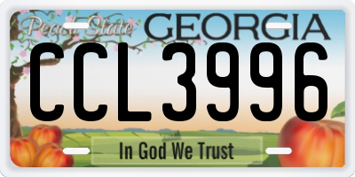 GA license plate CCL3996