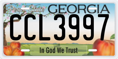 GA license plate CCL3997