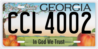 GA license plate CCL4002