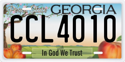 GA license plate CCL4010