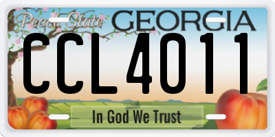 GA license plate CCL4011