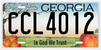 GA license plate CCL4012