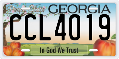 GA license plate CCL4019