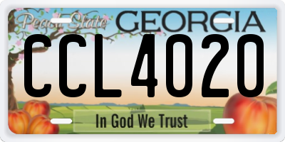 GA license plate CCL4020