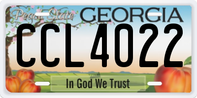GA license plate CCL4022