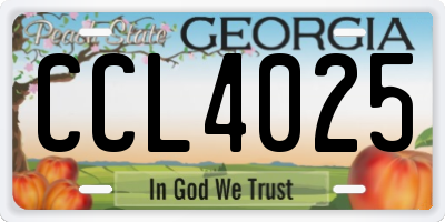 GA license plate CCL4025