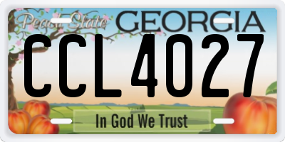 GA license plate CCL4027