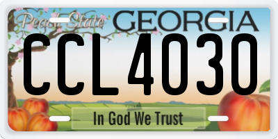 GA license plate CCL4030