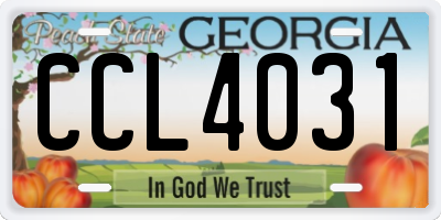 GA license plate CCL4031