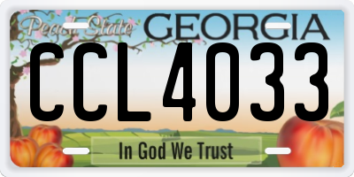 GA license plate CCL4033