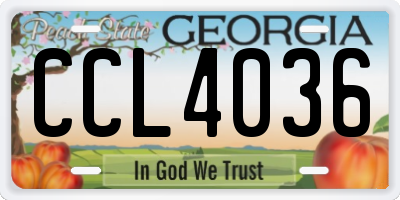 GA license plate CCL4036