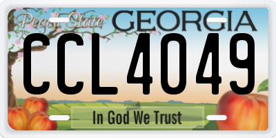 GA license plate CCL4049