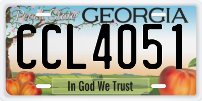 GA license plate CCL4051