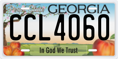 GA license plate CCL4060