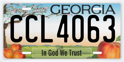 GA license plate CCL4063
