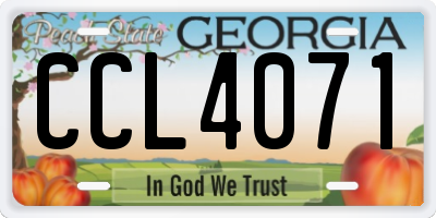 GA license plate CCL4071