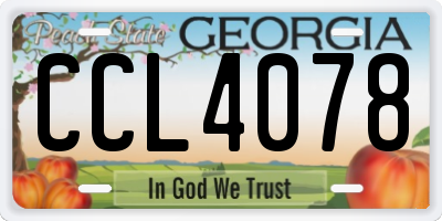 GA license plate CCL4078