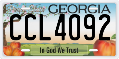 GA license plate CCL4092