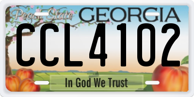 GA license plate CCL4102
