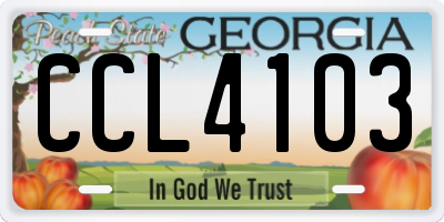 GA license plate CCL4103